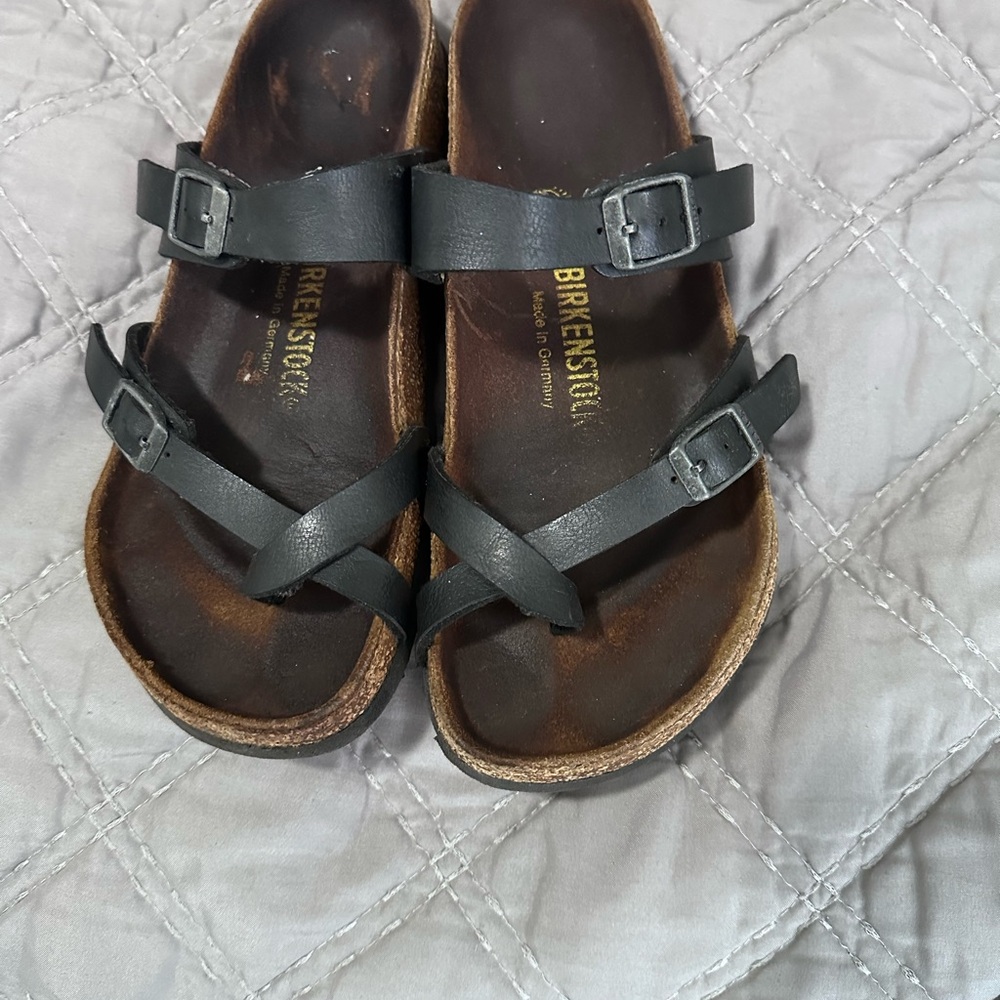 Birkenstock Black Leather Sandals size 38 us 7-71/2